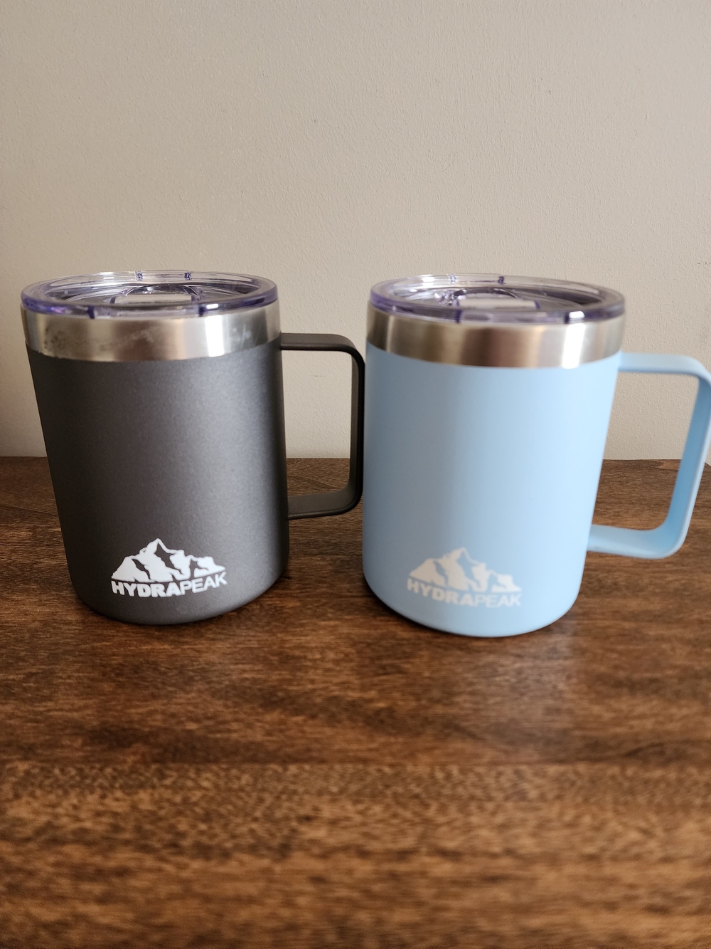 HydraPeak Insulated Mugs - Black & Light Blue Set